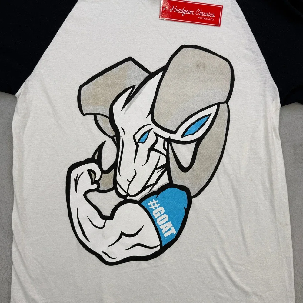 Headgear Classics Shirt Mens‎ Medium Raglan T-Shirt White GOAT Ram Graphic Tee